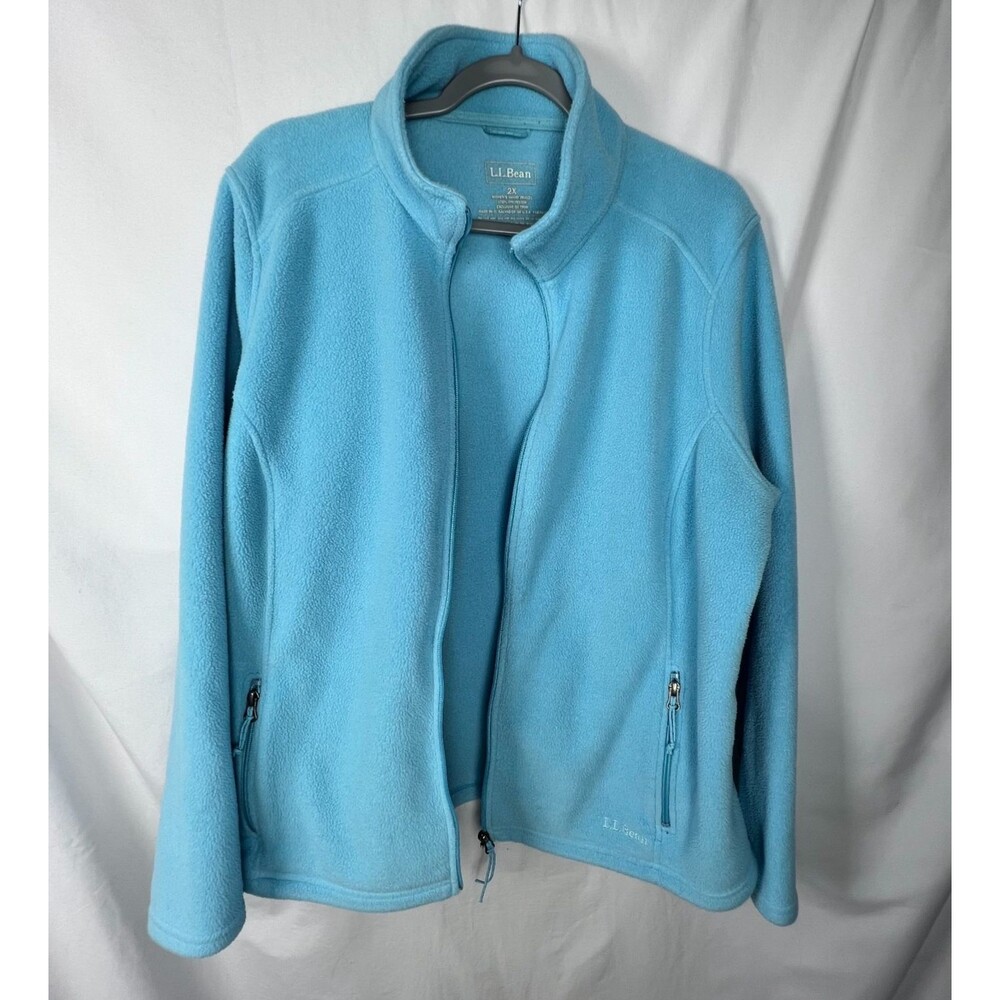 L.L.Bean Jacket Women's 2X  Blue Polartec Full Zip Fleece Pockets Cozy Outdoor